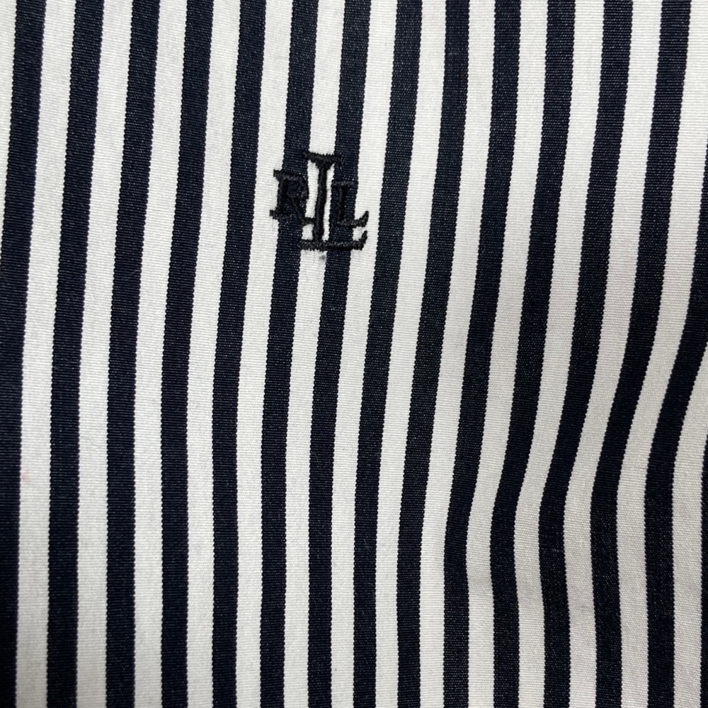 Vintage Lauren Ralph Lauren Striped "Banker" Shirt – Black & White Sz 1x - Picture 4 of 15